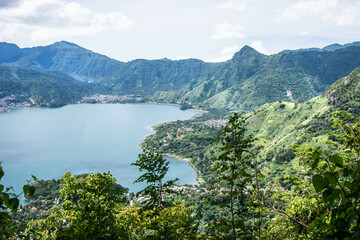 Fototapeta premium Beautiful Lake Atitlan and the Guatemalan highlands, Solola, Guatemala.