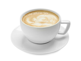 Cup of hot coffee isolated on white