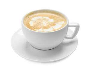 Cup of hot coffee isolated on white