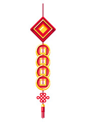 Illustration of Chinese hanging talisman. Asian tradition New Year symbol.