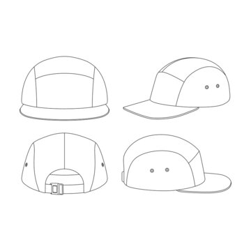 Template five panel hat vector illustration flat sketch design outline