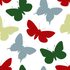 Colorful seamless pattern with butterflies. Backgrounds and wallpapers for invitations, cards, fabrics, packaging, textiles, posters. Vector illustration.
