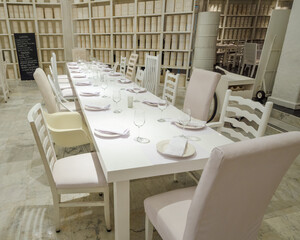 Interior of a hotel restaurant.