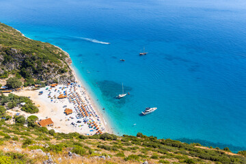 Fototapeta premium White sand beach on the Adriatic Coach, Croatia, Albania, Montenegro