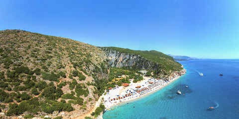 Fototapeta na wymiar White sand beach on the Adriatic Coach, Croatia, Albania, Montenegro