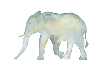 Watercolor elephant silhouette on a white background.
