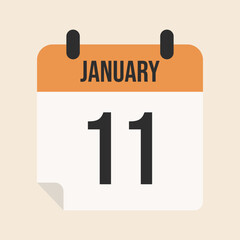 January month calendar icon. Date and time, day.	