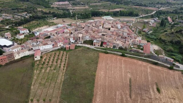 Drone flight over the small village of Fuentespalda in Matarra&ntilde;a Region in Spain