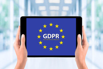 General Data Protection Regulation, GDPR concept on screen of digital tablet