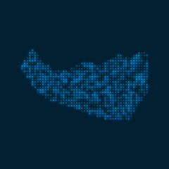 Somaliland dotted glowing map. Shape of the country with blue bright bulbs. Vector illustration.