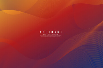 Abstract elegant orange background with flowing line waves. Modern colorful gradient minimal concept. Vector illustration..