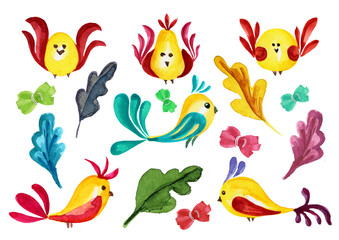 Obraz premium Set of watercolor celebration of spring, happiness Easter egg. 