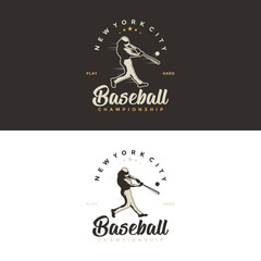 Silhouette Baseball logo vector illustration or emblem template
