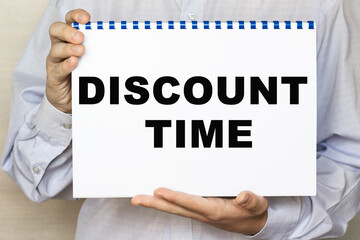 time to discount. Buy time, background. Copy space