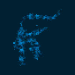 Sulawesi dotted glowing map. Shape of the island with blue bright bulbs. Vector illustration.