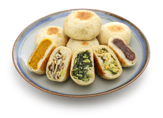 Fototapeta na wymiar Oyaki dumplings are stuffed with vegetables, seasoned with miso and soy sauce. Japanese food