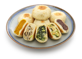 Oyaki dumplings are stuffed with vegetables, seasoned with miso and soy sauce. Japanese food