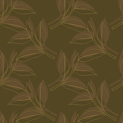 Lemon tree branch.Image in the style of engraving on a white and colored background.Seamless pattern.