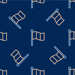 Line Flag Italy icon isolated seamless pattern on blue background. Vector