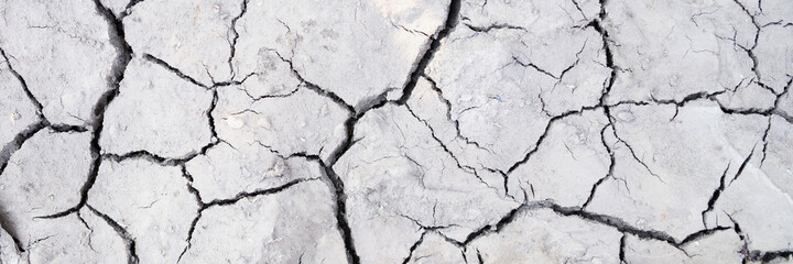 Closeup of crack on dry ground background