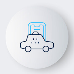 Line Taxi mobile app icon isolated on white background. Mobile application taxi. Colorful outline concept. Vector