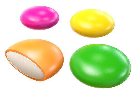 set of colorful dragee candies. 3d illustration.