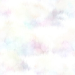 Seamless pale pastel tie dye bokeh texture. Soft tone on tone summer repeat background with washed out sun bleached ink dyed effect. 