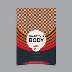 Gym fitness flyer template Creative shapes Vector 