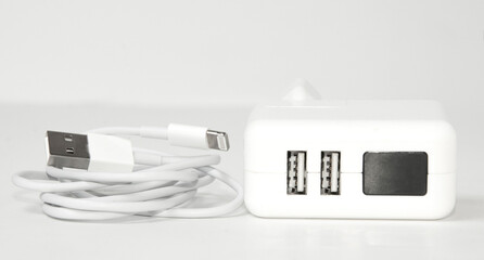 Phone charger isolated on the white background