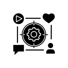 Focus and attention management black glyph icon. Improving prioritization process. Increasing productivity. Time management skills. Silhouette symbol on white space. Vector isolated illustration