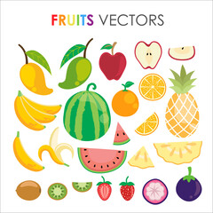 set of tropical fruits vector illustrations