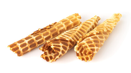 waffle roll isolated on white background