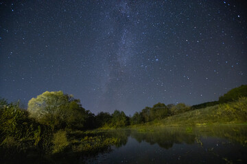 milky way landscape on the river