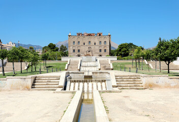 Fototapeta na wymiar La Zisa, Arab-Norman castle in Palermo Sicily, Italy. Unesco World Heritage.