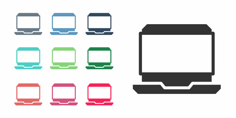 Black Laptop icon isolated on white background. Computer notebook with empty screen sign. Set icons colorful. Vector