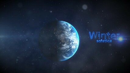 planet earth seen from space on winter solstice , December solstice , 3d illustration