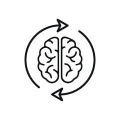Brain loading icon on white.