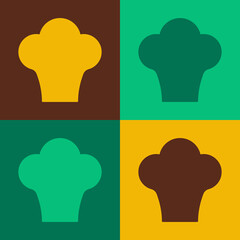 Pop art Chef hat icon isolated on color background. Cooking symbol. Cooks hat. Vector