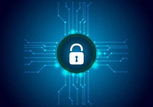 emotet virus on a dark blue background with a padlock