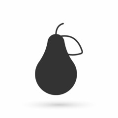 Grey Pear icon isolated on white background. Fruit with leaf symbol. Vector