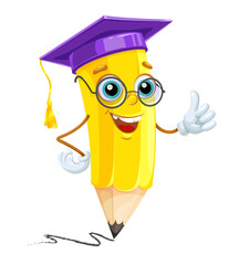 pencil wearing glasses and graduation cap