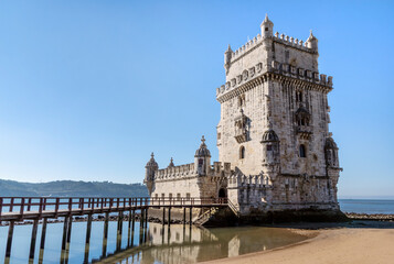 Fototapeta na wymiar Belem Tower known also as Tower of Saint Vincent, landmark of Lisbon