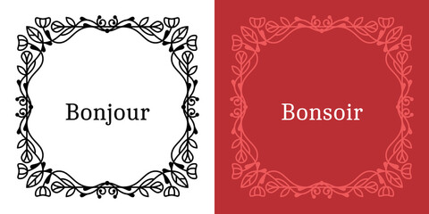 Cadre victorien style élégant luxe retro romantique invitation decoration art deco élément carré noir vecteur illustration fleur tourbillon