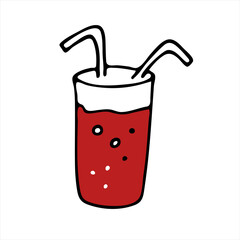 doodle cocktail glass isolated on a white background. Elements of celebration. Doodle, simple outline illustration. A symbol of a holiday, New Year, Christmas, Birthday, Wedding.