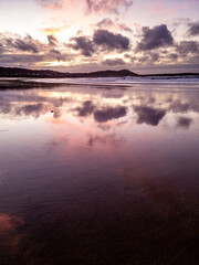 Dramatic sunset at Narin Strand by Portnoo, County Donegal in Ireland.