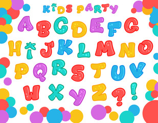 Colorful cartoon kids font for funny inscriptions
