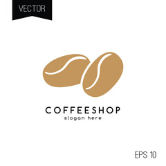 Coffeeshop logo or icon. Coffee beans Isolated on white background.
