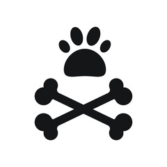 Paw Print Pet and Bone Icon