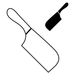 Kitchen tools set of two cleaver knives line and negative outline simple minimalistic flat design vector illustration isolated on white background