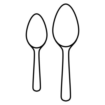 Kitchen tools cutlery set of teaspoon and tablespoon outline simple minimalistic flat design vector illustration isolated on white background